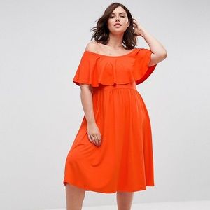 ASOS Curve Ruffle Bardot Midi Slater dress